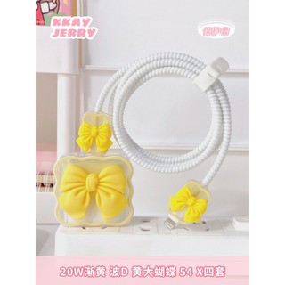 [Nơ Bánh Bèo] Bộ phụ kiện bảo vệ củ sạc và cáp sạc cho iphone PD 18/20W siêu cute RABBI