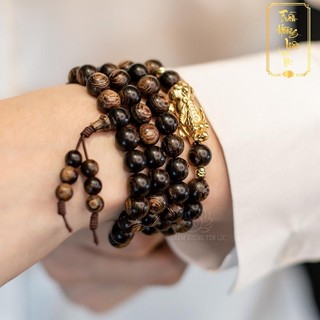 Vòng Tay Trầm Hương 108 Hạt Sánh Chìm mix Tỳ Hưu - Trầm Hương Yên Lộc