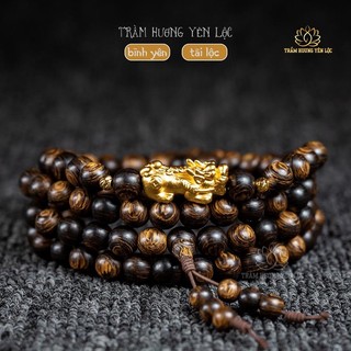 Vòng Tay Trầm Hương 108 Hạt Sánh Chìm mix Tỳ Hưu - Trầm Hương Yên Lộc