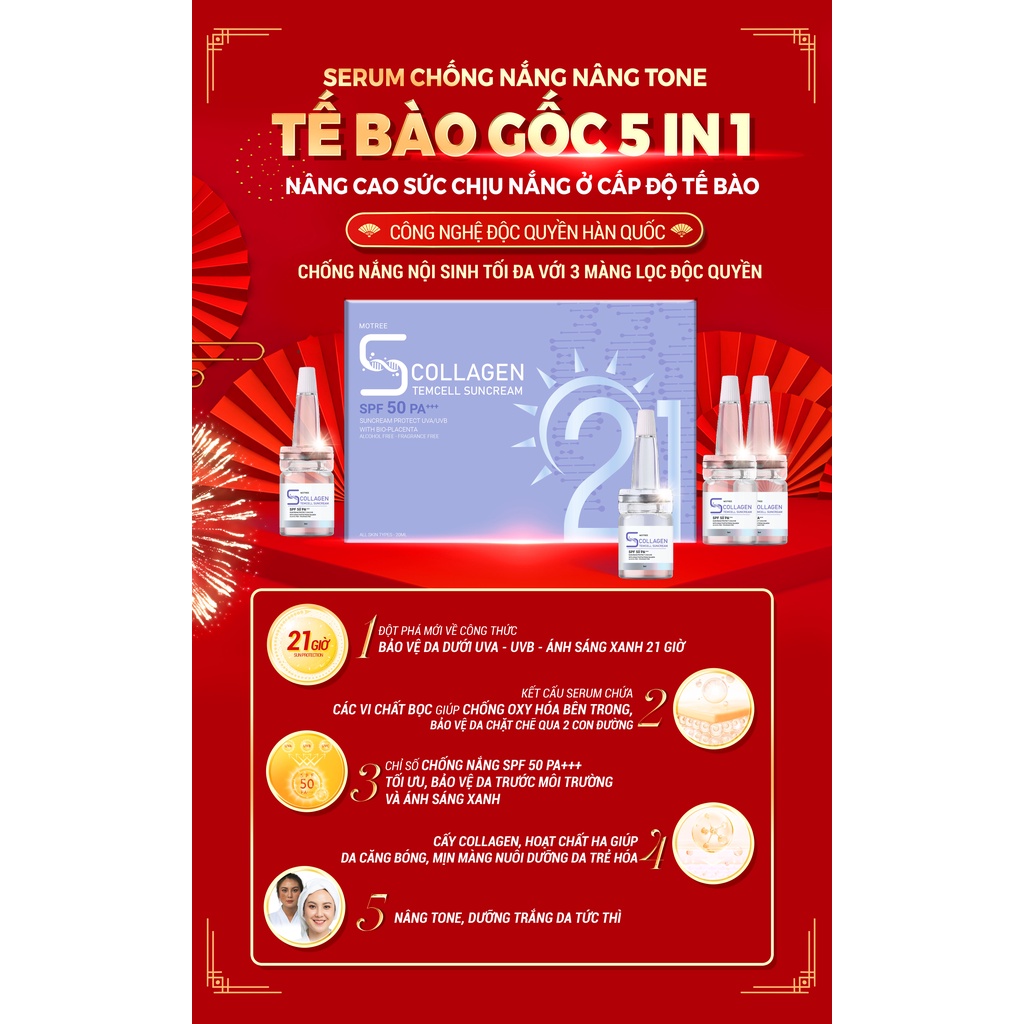 Ảnh Serum Chống Nắng Tế Bào Gốc 21 giờ 5 in 1 Motree tặng quà nước tẩy trang 3