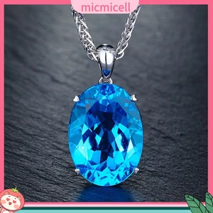 MICMICELL| Vòng cổ Mặt Đính Đá Pha Lê Màu Xanh Dương Phong Cách Thanh Lịch Cho Nữ