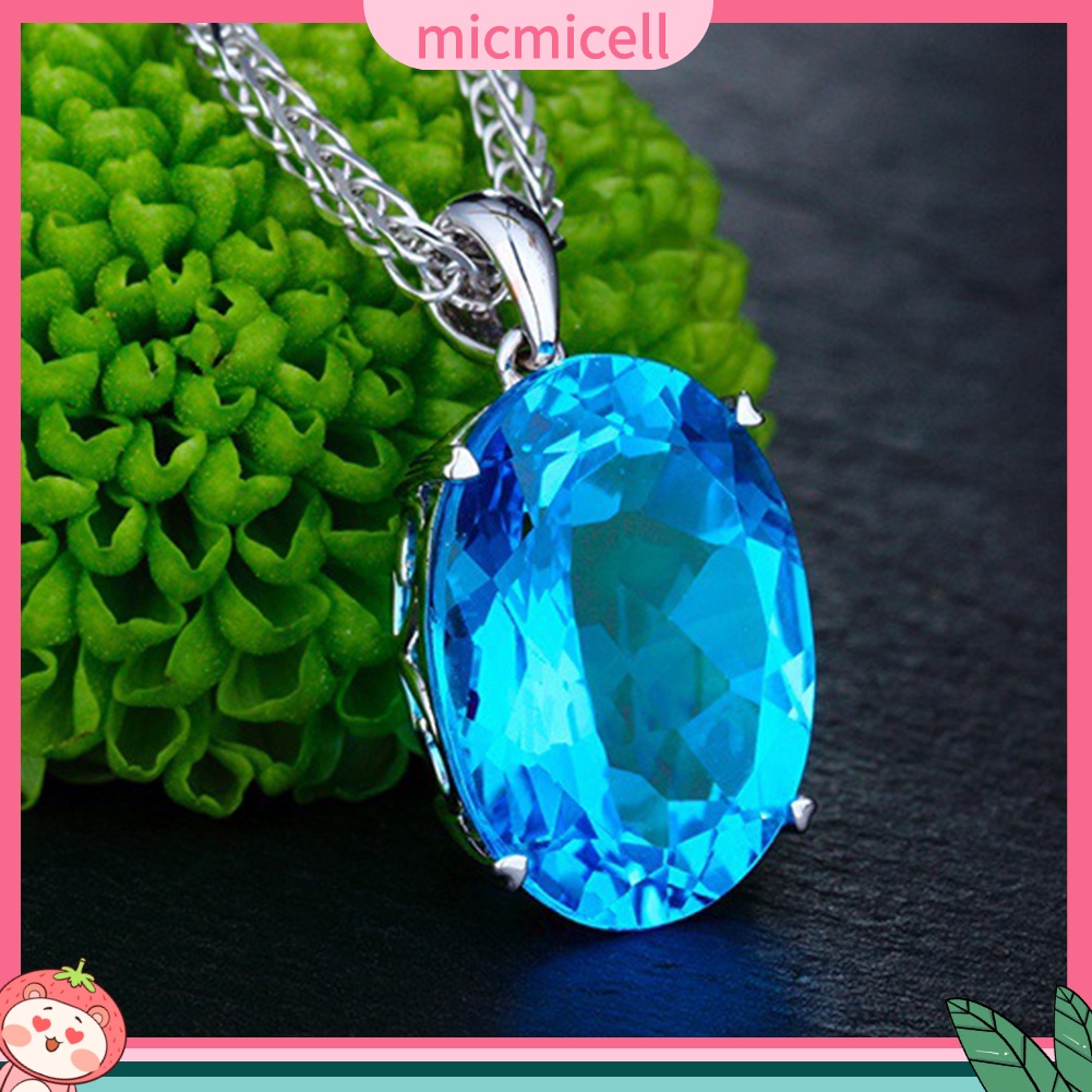 MICMICELL| Vòng cổ Mặt Đính Đá Pha Lê Màu Xanh Dương Phong Cách Thanh Lịch Cho Nữ
