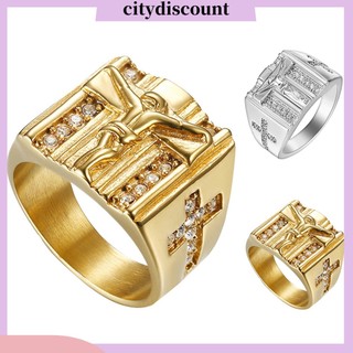 {Citydiscount} Nhẫn chúa Jesus mặt thánh giá đính đá Zircon sang trọng unisex