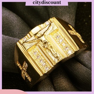 {Citydiscount} Nhẫn chúa Jesus mặt thánh giá đính đá Zircon sang trọng unisex