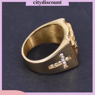 {Citydiscount} Nhẫn chúa Jesus mặt thánh giá đính đá Zircon sang trọng unisex