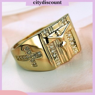 {Citydiscount} Nhẫn chúa Jesus mặt thánh giá đính đá Zircon sang trọng unisex