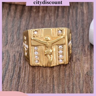 {Citydiscount} Nhẫn chúa Jesus mặt thánh giá đính đá Zircon sang trọng unisex