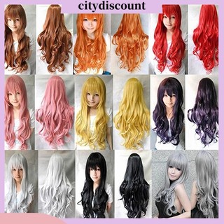 {Citydiscount} Tóc giả xoăn dài nhuộm nhiều màu sắc tùy chọn thời trang dành cho nữ