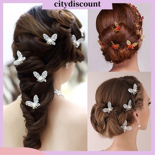 {Citydiscount} Bộ 6 trâm cài tóc hình bươm bướm thời trang dành cho cô dâu
