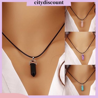 {Citydiscount} Vòng Cổ Choker Dây Giả Da Mặt Đá Thạch Anh Reiki Chakra Thời Trang Unisex