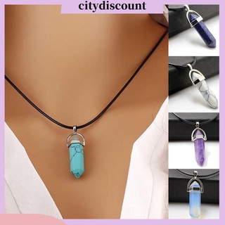 {Citydiscount} Vòng Cổ Choker Dây Giả Da Mặt Đá Thạch Anh Reiki Chakra Thời Trang Unisex