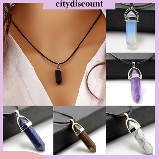 {Citydiscount} Vòng Cổ Choker Dây Giả Da Mặt Đá Thạch Anh Reiki Chakra Thời Trang Unisex