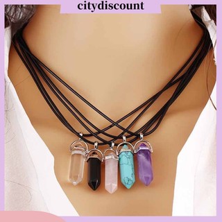 {Citydiscount} Vòng Cổ Choker Dây Giả Da Mặt Đá Thạch Anh Reiki Chakra Thời Trang Unisex