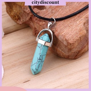 {Citydiscount} Vòng Cổ Choker Dây Giả Da Mặt Đá Thạch Anh Reiki Chakra Thời Trang Unisex