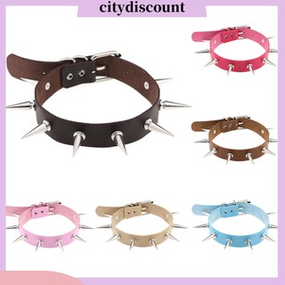 {Citydiscount} Vòng Cổ Choker Giả Da Viền Đinh Tán Thời Trang Cho Nữ