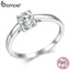 Bamoer 0.6ct Moissanite Nhẫn Bạc 925 Thiết Kế Đơn Giản Trang Sức Quà Tặng Sang Trọng Cho Nữ MSR005-6
