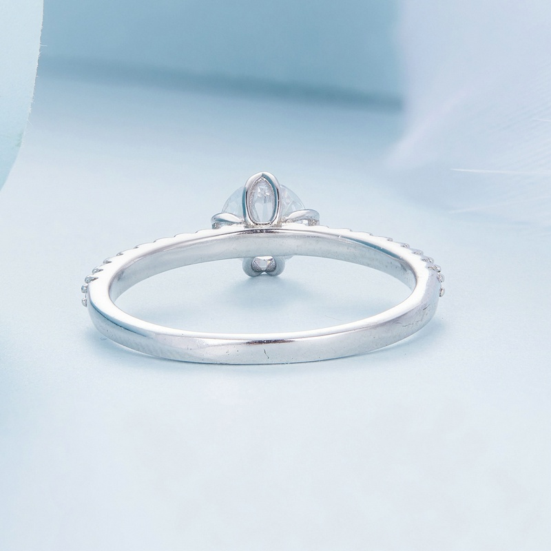 Nhẫn bạc 925 BAMOER đính đá zircon đơn giản thời trang cho nữ/ đám cưới/ cặp đôi/ đeo hàng ngày