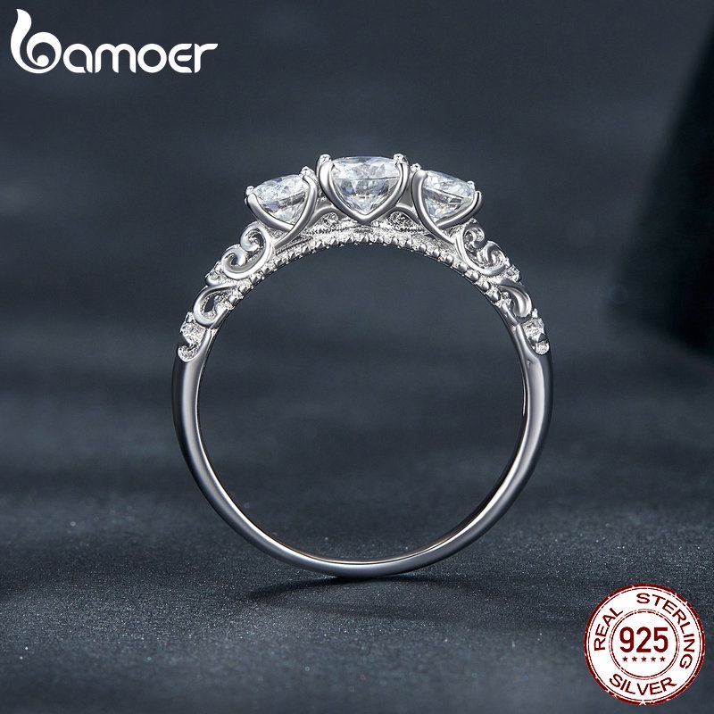 BAMOER Nhẫn Bạc 925 KiểU DáNg Sang TrọNg MSR009-6