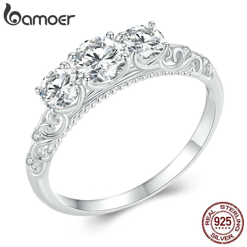 BAMOER Nhẫn Bạc 925 KiểU DáNg Sang TrọNg MSR009-6