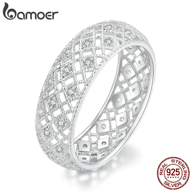 BAMOER Nhẫn Bạc 925 ThờI Trang Cho Nam Nữ