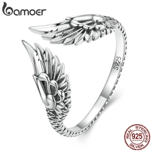 BAMOER Nhẫn Hở Bạc 925 HìNh CáNh Thiên ThầN ThờI Trang Cho Nam Nữ