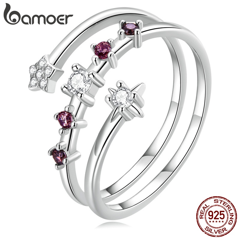 Nhẫn hở BAMOER bạc 925 đính đá thời trang