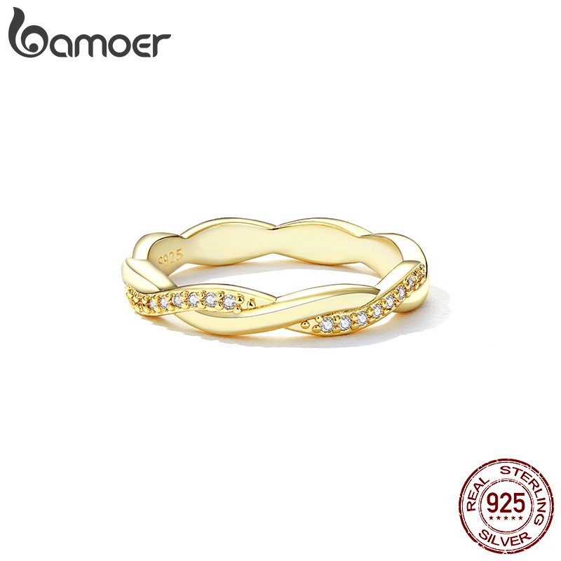 Nhẫn bạc 925 BAMOER kiểu dáng đơn giản thời trang cho nữ