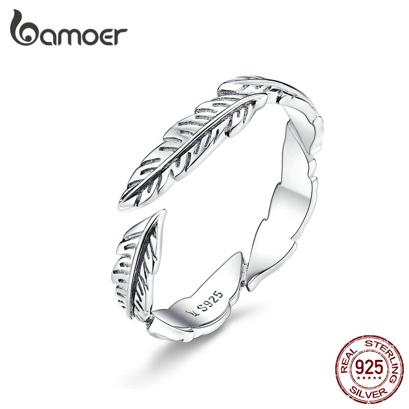 Nhẫn Bamoer Hình Lông Vũ Phong Cách Boho Thời Trang Cho Nữ
