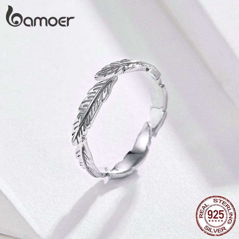 Nhẫn Bamoer Hình Lông Vũ Phong Cách Boho Thời Trang Cho Nữ
