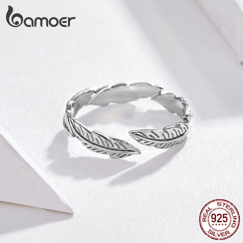 Nhẫn Bamoer Hình Lông Vũ Phong Cách Boho Thời Trang Cho Nữ