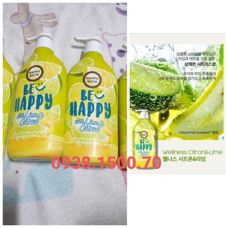 Sữa Tắm sáng da Happy Bath Be Happy With Lime & Citrus 900ml Shopee
