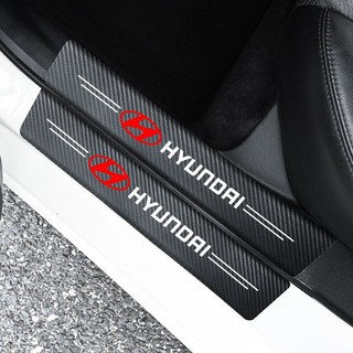 Nẹp cacbon dán bậc cửa cốp ô tô in logo xe Hyundai chống xước - OTOALO