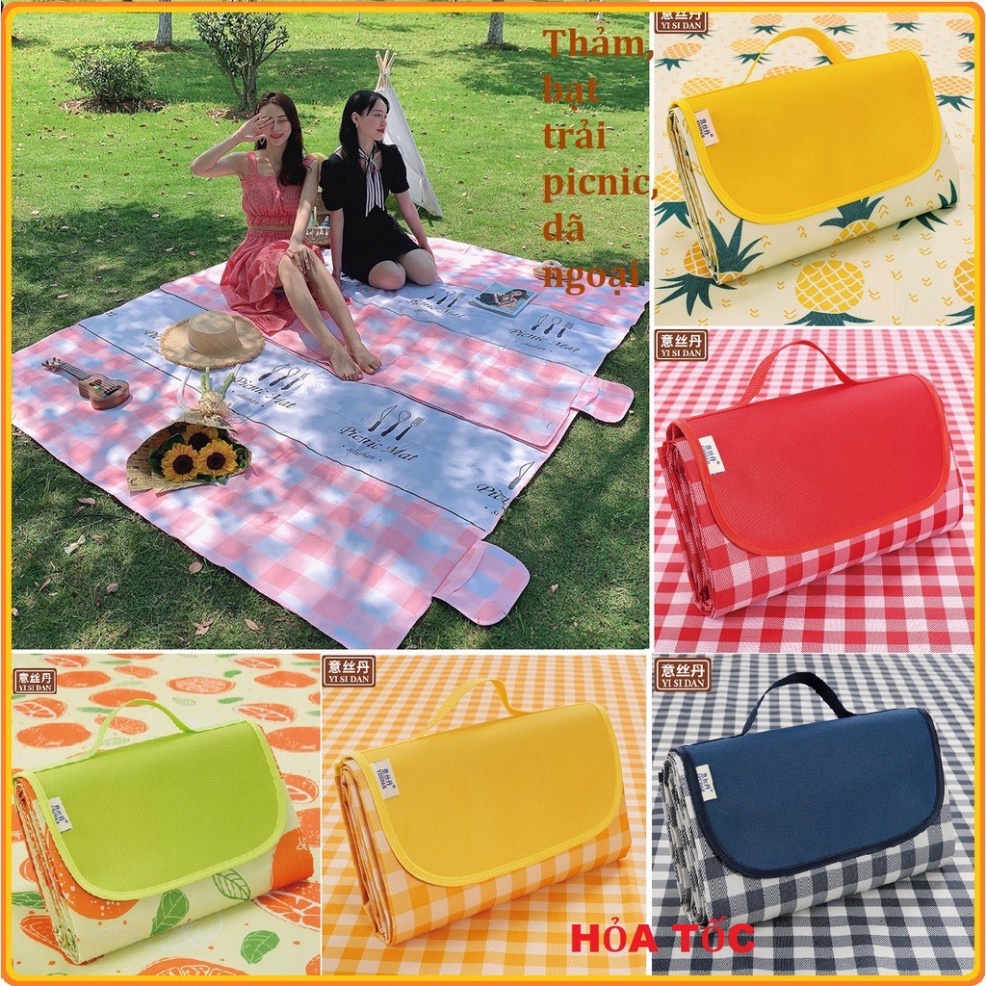 Thảm dã ngoại, thảm picnic 200cmx200cm, thích hợp đi du lịch, đi phượt chụp ảnh, bạt trải cắm trại gấp gọn