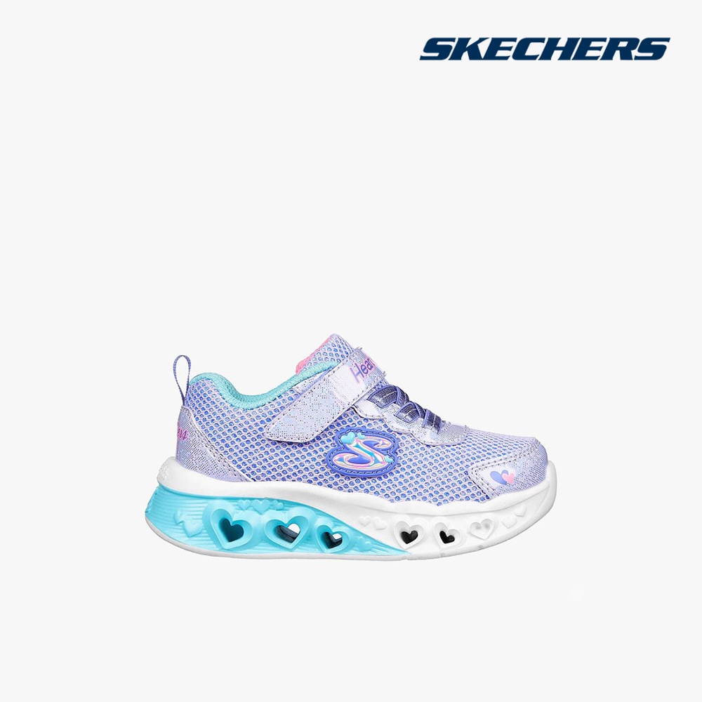 Giày sneakers Skechers bé gái cổ thấp phối quai dán Flutter Heart Lights LVMT-302317N