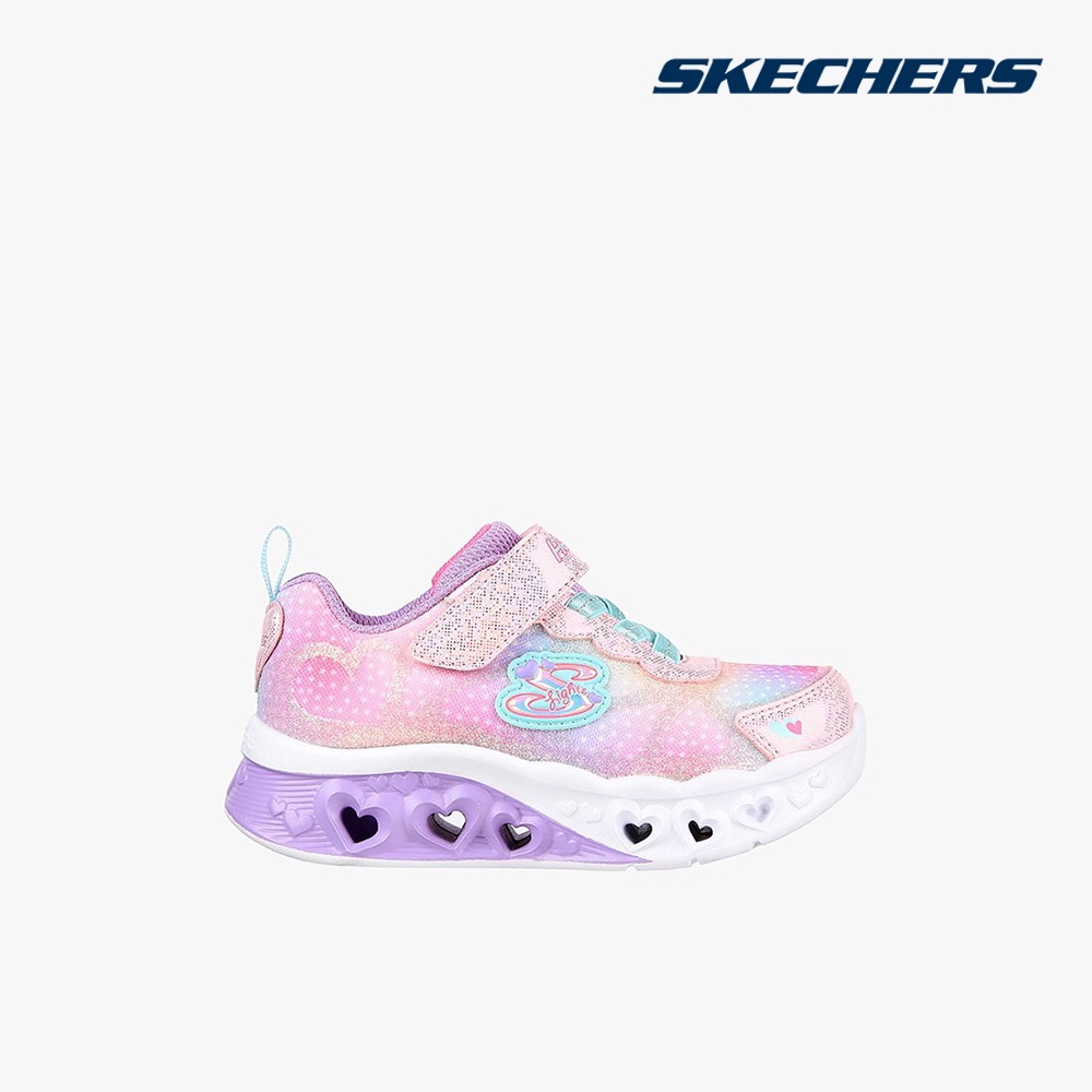 Giày sneakers Skechers bé gái cổ thấp thắt dây Flutter Heart Lights Simply Love PKMT-302315N
