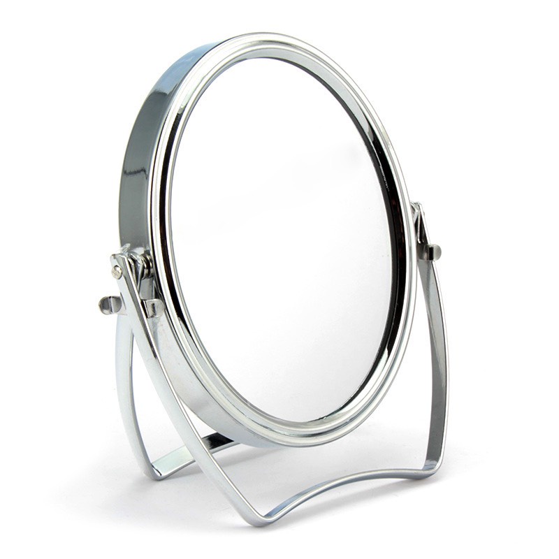 Gương trang điểm để bàn inox 2 mặt xoay 360 độ có mặt phóng chân xếp gọn | BigBuy360 - bigbuy360.vn