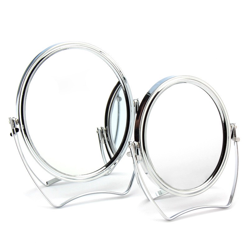 Gương trang điểm để bàn inox 2 mặt xoay 360 độ có mặt phóng chân xếp gọn | BigBuy360 - bigbuy360.vn