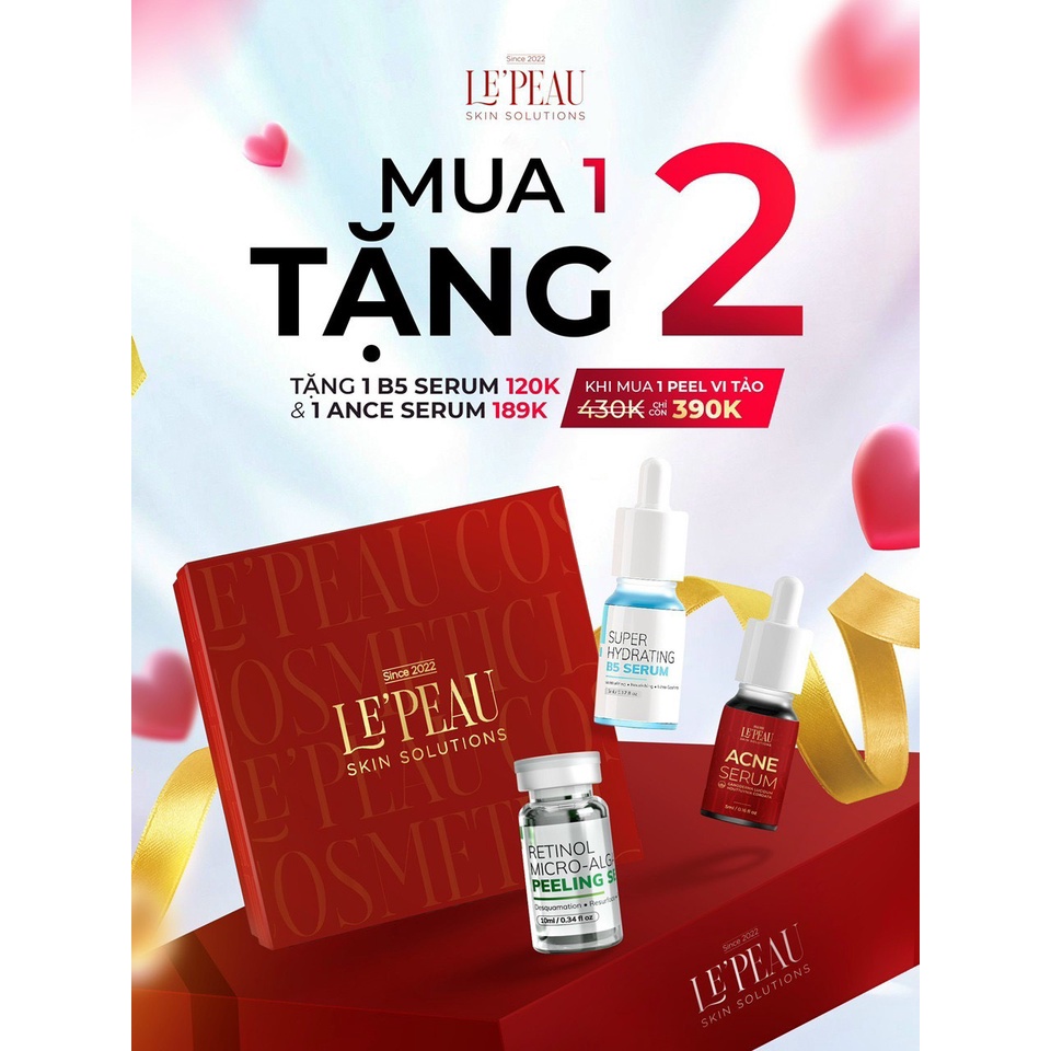 Ảnh Peel Da Retinol Vi Tảo 10ml, Tinh Chất Tái Tạo Da Sinh Học Căng Bóng Chính Hãng, Tặng Kèm Serum mụn - LE'PEAU ch 2