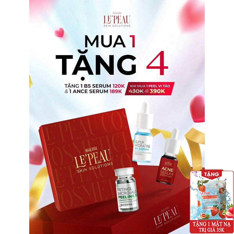 Ảnh Peel Da Retinol Vi Tảo 10ml, Tinh Chất Tái Tạo Da Sinh Học Căng Bóng Chính Hãng, Tặng Kèm Serum mụn - LE'PEAU ch 4