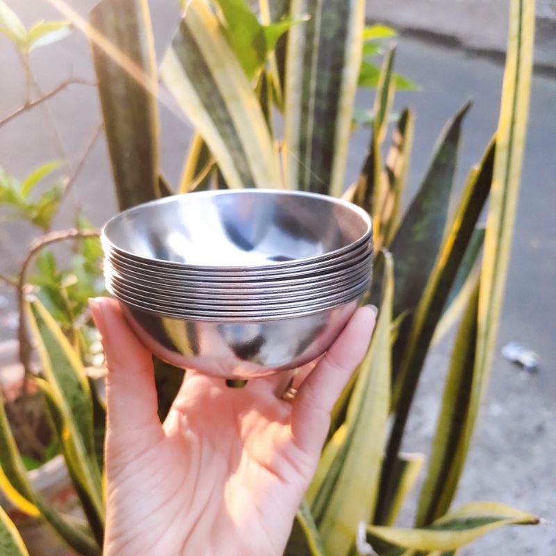 Chén chấm sâu inox , chén inox làm trứng sốt hào , chén đựng sốt bbq ...