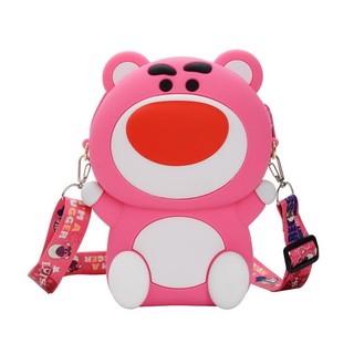 Túi đeo chéo mini, túi đeo chéo gấu dâu, túi silicon hình dáng gấu dâu Lotso dễ thương cute hottrend