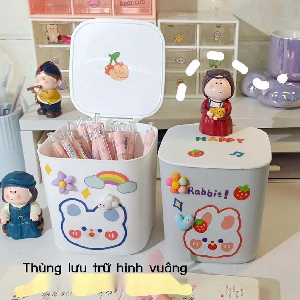 [ Giá SIÊU RẺ ]Máy tính để bàn thùng rác xô đựng đồ mini có nắp đậy hộp ...