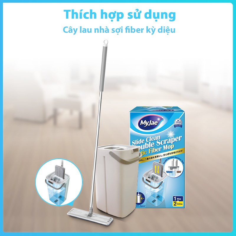 Ảnh Bông Lau Thay Thế MyJae Sợi Microfiber Dành Cho Cây Lau Nhà Tự Vắt 2 Ngăn 33cm x 12cm 3