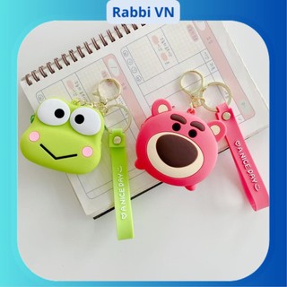 Ví đựng đồ mini có dây kéo khoá làm bằng silicon hoạ tiết hoạt hình dễ thương RABBI