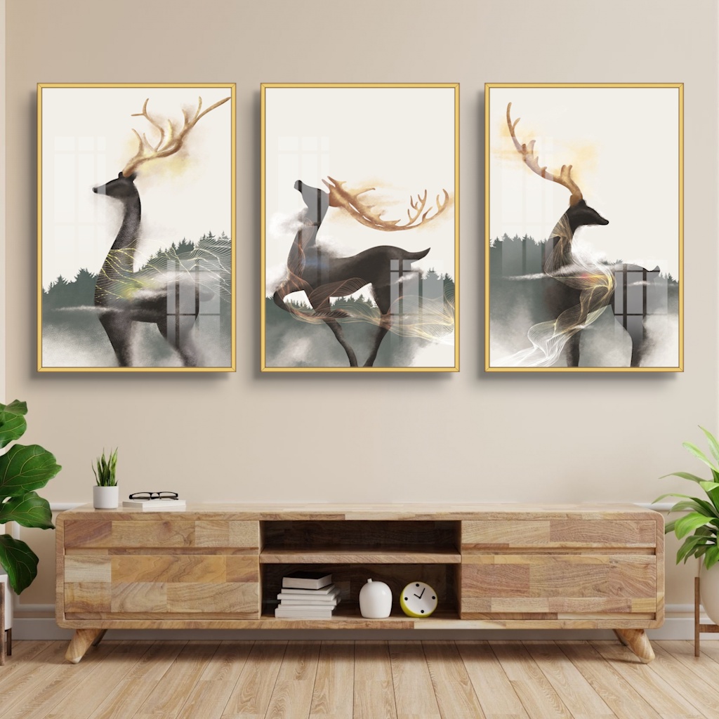 Tranh Treo Tường Bộ 3 bức chủ đề trừu tượng ,tranh decor phòng khách, phòng ăn, phòng ngủ,...