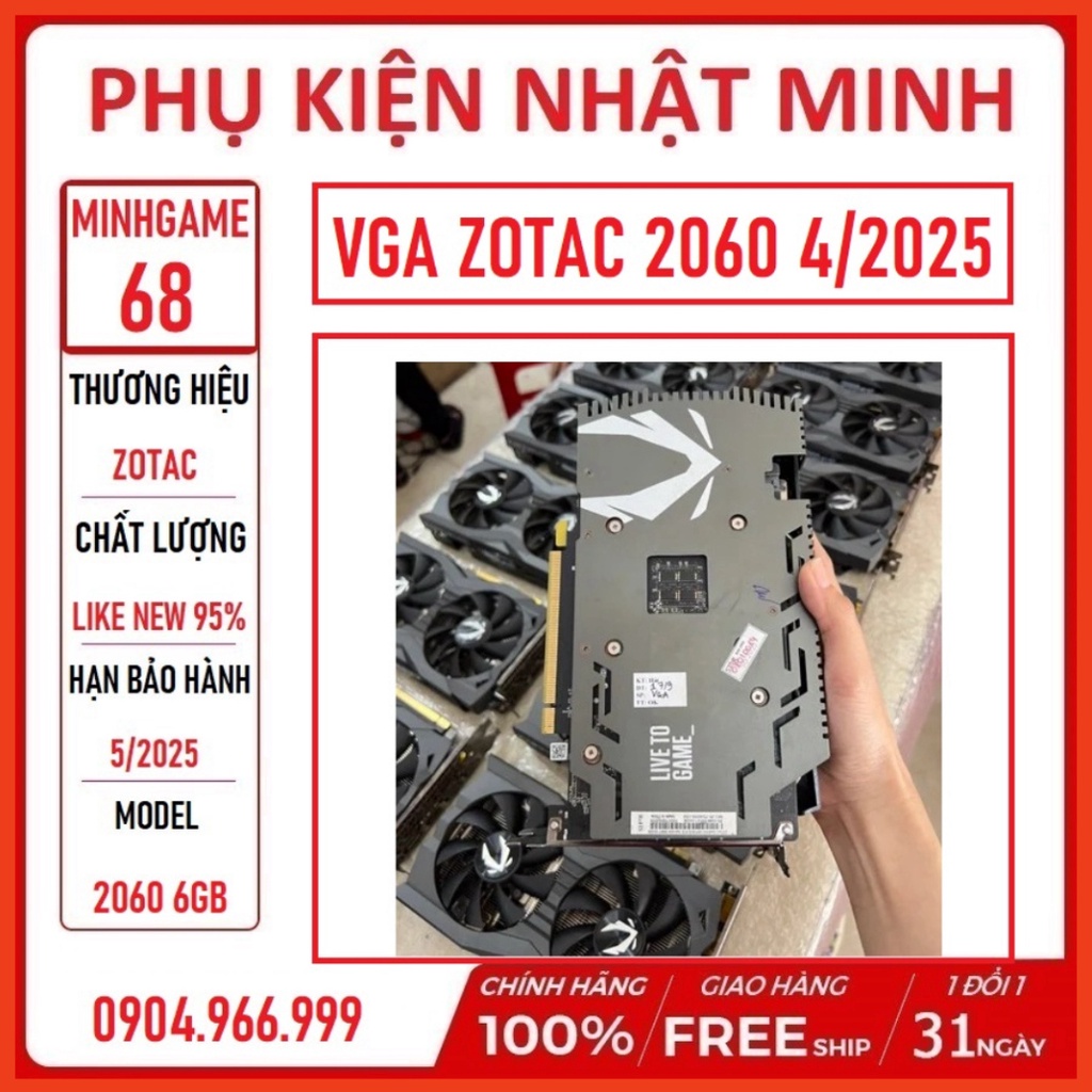 [BIG SALE] (PHỤ KIỆN NHẬT MINH) VGA Zotac 2060 6gb like new date 4/2025