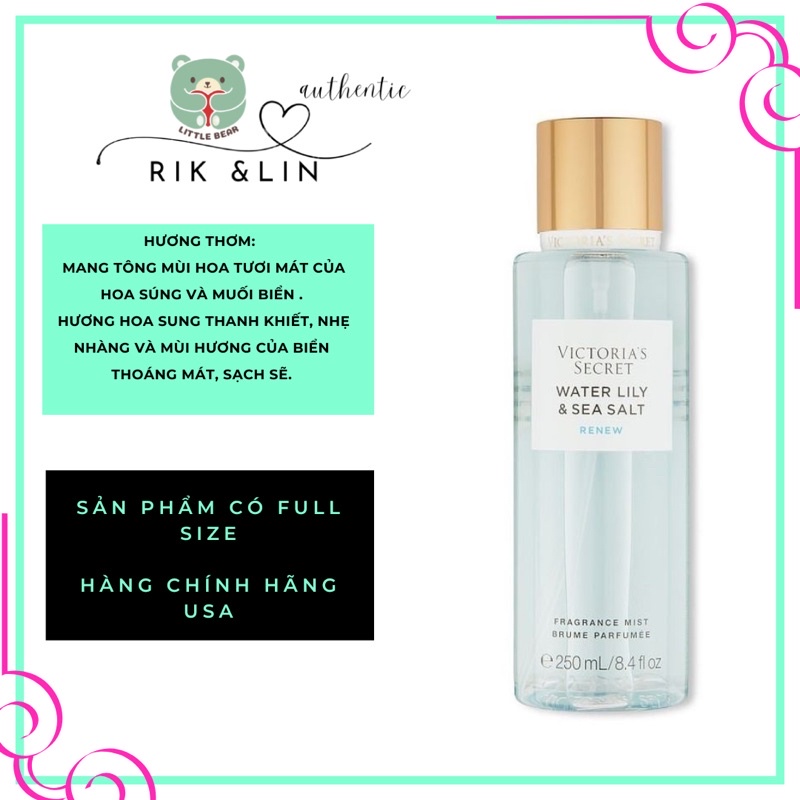 WATER LILY & SEA SALT Xịt Thơm Body Mist Toàn Thân Victoria’s Secret
