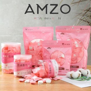 AMZO_KHĂN MẶT NÉN DU LỊCH COTTON DÀY DẶN CHÍNH HÃNG 20X22CM