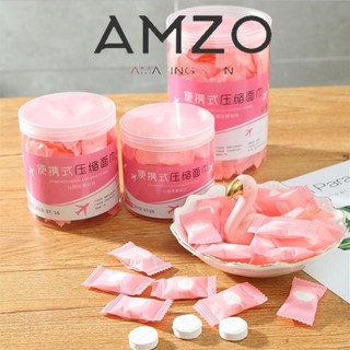 AMZO_KHĂN MẶT NÉN DU LỊCH COTTON DÀY DẶN CHÍNH HÃNG 20X22CM