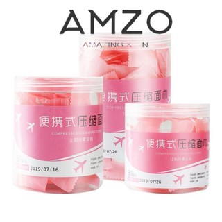AMZO_KHĂN MẶT NÉN DU LỊCH COTTON DÀY DẶN CHÍNH HÃNG 20X22CM